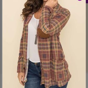 Plaid Open Cardigan
